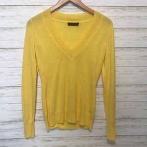 The Limited bright yellow V neck wool sweater med